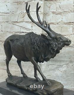 Art Déco Buck Renne Élan Cerf Bronze Sculpture Figurine Statue Maison Décoratif