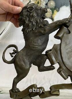 Art Déco Détaillé Royal Crest Bronze Chef-D Figurine Maison Bureau Déco Solde