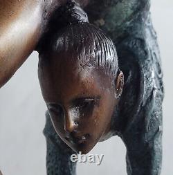 Art Déco Édition Limitée Femelle Enfant Gymnaste Trophée 100% Bronze Sculpture