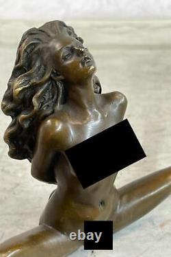 Art Déco Érotique Nu Fille Véritable Bronze Sculpture Fonte Figurine