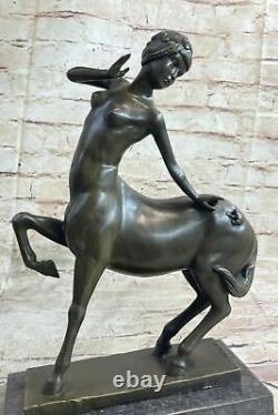 Art Déco Fait Détaillé Centaure Chair Véritable Bronze Sculpture Marbre Ouvre