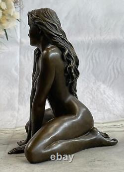 Art Déco Fait de Collection Érotique Nu Fille Bronze Sculpture Statue Affaire