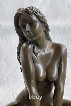 Art Déco Fait de Collection Érotique Nu Fille Bronze Sculpture Statue Affaire