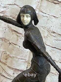 Art Déco Grand Classique Danseuse Signée Chiparus Bronze Figurine Sculpture