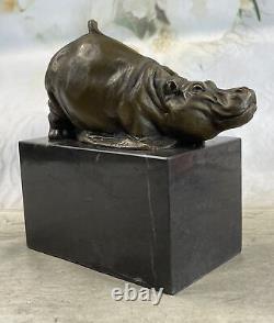 Art Déco Hipo Hippopotame Fonte Collectionneur Édition Statue Sculpture Bronze