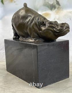 Art Déco Hipo Hippopotame Fonte Collectionneur Édition Statue Sculpture Bronze