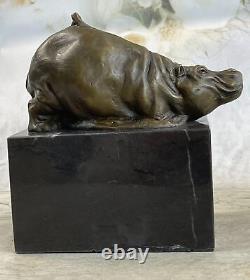 Art Déco Hipo Hippopotame Fonte Collectionneur Édition Statue Sculpture Bronze