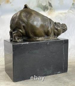 Art Déco Hipo Hippopotame Fonte Collectionneur Édition Statue Sculpture Bronze