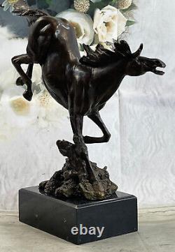 Art Déco Livre Fin Rambunctious Stallion Cheval Bronze Sculpture Statue Figure