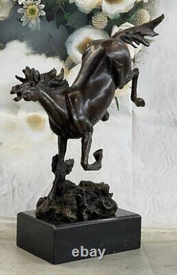 Art Déco Livre Fin Rambunctious Stallion Cheval Bronze Sculpture Statue Figurine
