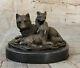 Art Déco Loup Cub Buste Vie Sauvage Gar Bronze Sculpture Fonte Figurine
