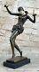 Art Déco, M. Nick Égyptien Danseuse Bronze Signée Statue Fonte Figurine