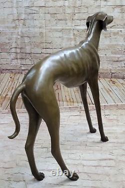 Art Déco Main Fabriqué Foncé Patine Lévrier Chien Bronze Sculpture Déco Solde Nr