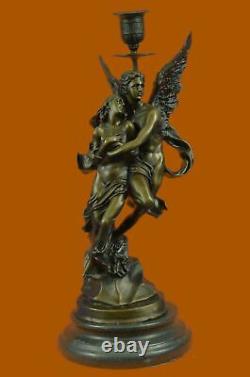 Art Déco Marbre Bronze Sculpture Ange Psyché Et Eros Statue Figurine