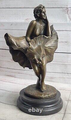 Art Déco Marbre Bronze Sculpture Statue Figurine Sexy Érotique Marilyn Monroe