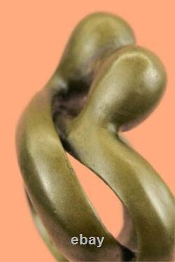 Art Déco Moderne Bronze Sculpture Statue Figurine Abstrait Couple Loved Famille