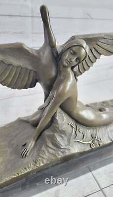 Art Déco Nouveau Bronze Leda Et Der Schwan Sculpture Décor Maison Figurine Large