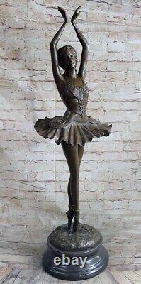 Art Déco Nouveau Prima Ballerine Danseuse Classique Bronze Sculpture Par Collet