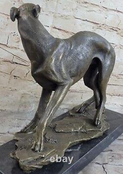Art Déco Original Fonte Lévrier Chien Chiens Bronze Sculpture Marbre Statue