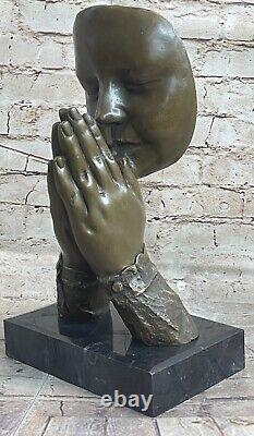 Art Déco Religieux Priante Main Hommage Dali Par Milo Bronze Sculpture Figurine