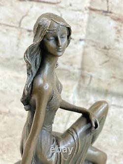 Art Déco Sculpture Chair Fille Femme Nue Déesse Bronze Statue Figurine Solde Nr