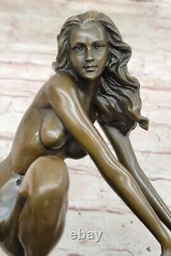 Art Déco Sculpture Chair Fille Femme Sein Bronze Statue Figurine Figure Hot Cast