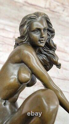 Art Déco Sculpture Chair Fille Femme Sein Bronze Statue Figurine Figure Hot Cast