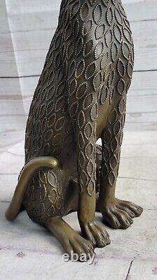 Art Déco Sculpture Jaguar Panthère Animal Bronze Statue Main Fabriqué Figurine