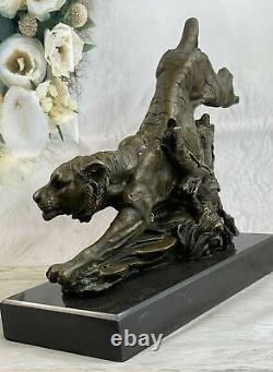 Art Déco Sculpture Tigre Véritable Bronze Statue Fait Détaillé Sculpture Nr