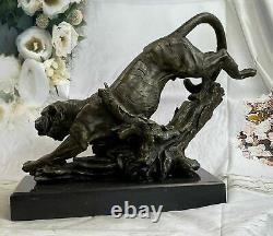 Art Déco Sculpture Tigre Véritable Bronze Statue Fait Détaillé Sculpture Nr