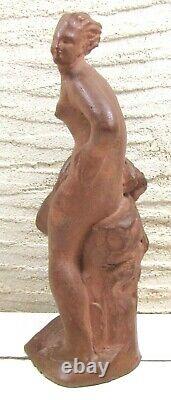 Art Deco Statue Femme Venus Nue Au Bain Terre Cuite Jules Oscar Maes Sculpture