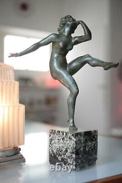 Art Deco Statuette Bronze Danseuse par René André Varnier
