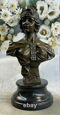 Art Nouveau Déco Style Femelle Buste Par Villanis Bronze Sculpture Collector