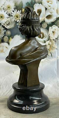Art Nouveau Déco Style Femelle Buste Par Villanis Bronze Sculpture Collector