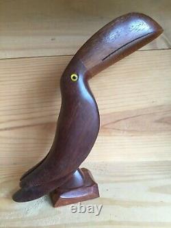 Art déco superbe sculpture d'un toucan en acajou, hauteur 24 cm