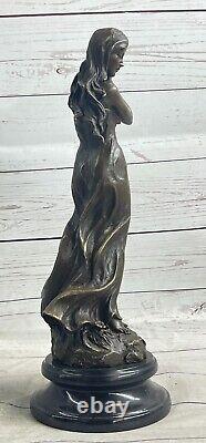 Attirant Art Déco Femelle Statue En Bronze Main Sculpture Par Milo Fonte