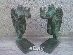 BRONZE serre-livres BOULAY-HUE cire perdue VALSUANI sculpture MUSE bookends