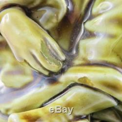 Barbotine MAJOLICA SARREGUEMINES Vase Sculpture CHINOIS Vert Art Nouveau/déco