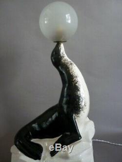 Bouraine Evolution Sculpture Animalière Otarie Céramique Craquelé Art Déco 1930