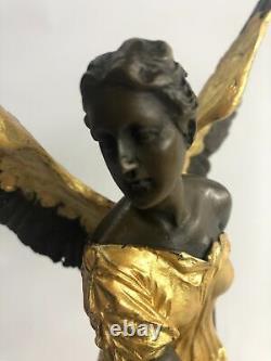 Bronze Art Déco Sculpture Ange Guerrier Déesse De Victoire Hold Houdon Figurine