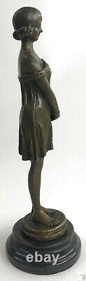 Bronze Art Déco Statue Sculpture Figurine Ornement Girlby Collet Figurine
