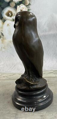 Bronze Chouette Falcon Grand Sur Marbre Base Moderniste Art Moderne Déco