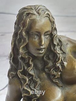 Bronze Femme, Érotique, Chair Nue Figurine, 100% Sculpture,'Lost' Cire Art Déco