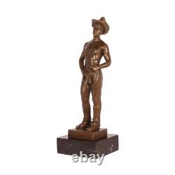 Bronze Marbre Moderne Art Deco Statue Sculpture Nu Erotique Homme Cow-Boy KF-75