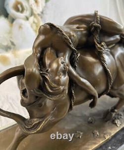 Bronze Marbre Sculpture Statue Lygia / Europa Bull Art Déco Érotique Figure