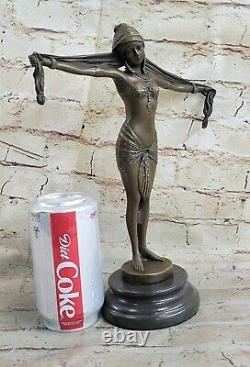 Bronze Moderne Vintage Art Déco Sculpture Dh Chiparus Femelle Danseuse Métal