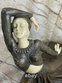 Bronze Moderne Vintage Art Déco Sculpture Femelle Danseuse Métal Statue