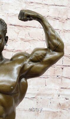 Bronze Original Art Déco Grand Muscle Homme Figurine Deco Sculpture Statue Large
