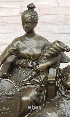 Bronze Romain Fortuna Signe De Chance Argent Sculpture Statue Art Déco Soldé