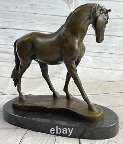 Bronze Sculpture Art Déco Classique Élevage Cheval Ouvre Fonte Figurine Figure